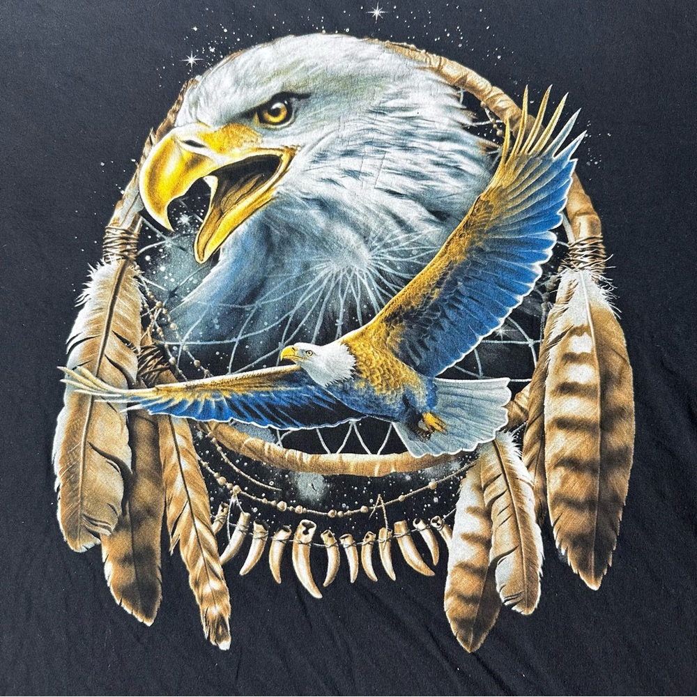 Distressed Bald Eagle Dream Catcher Vintage T Shirt DOM Size XL
